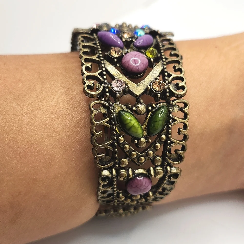 Vintage 90s Women Bohemian multi color bracelet - Picture 5 of 6